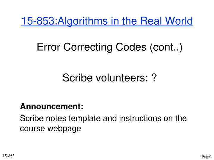 15 853 algorithms in the real world error correcting