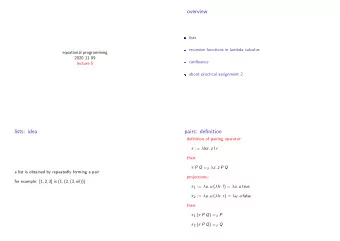 overview  lists  recursive functions in lambda calculus  equational programming  2020 11 09