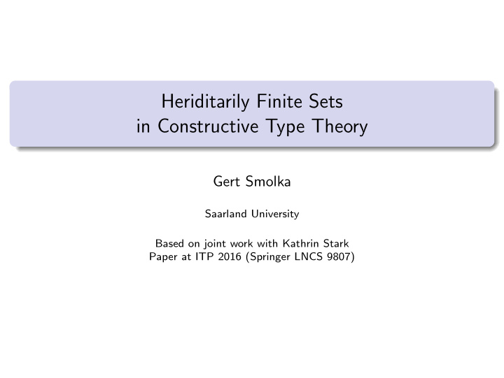 heriditarily finite sets in constructive type theory