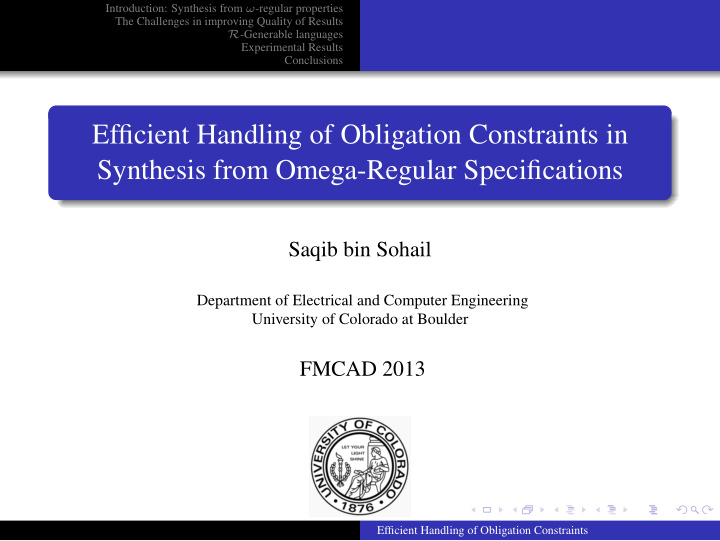 efficient handling of obligation constraints in synthesis