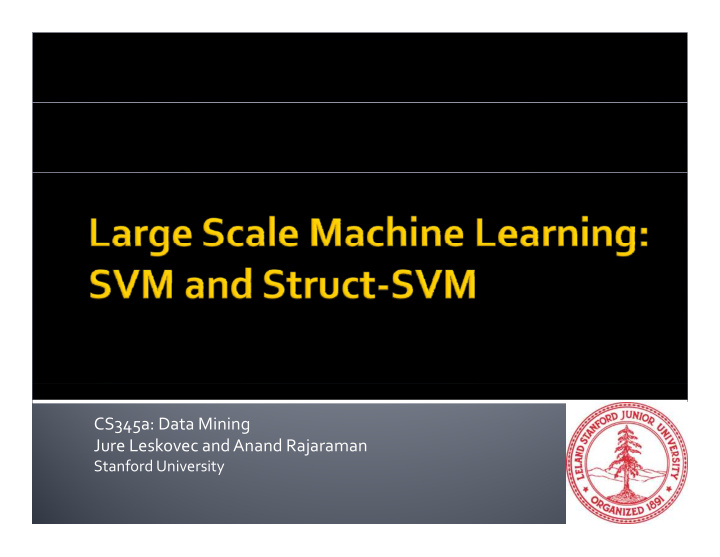 cs345a data mining jure leskovec and anand rajaraman j