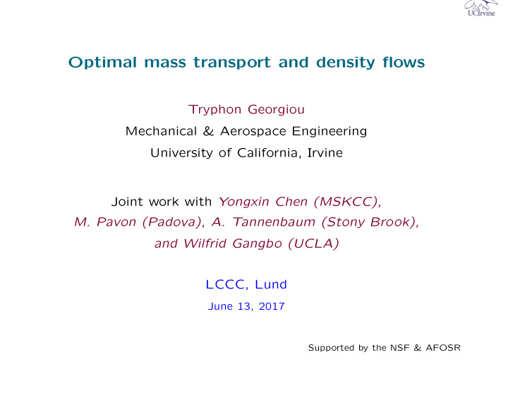 optimal mass transport and density flows