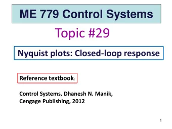 Topic #29  Nyquist plots: Closed-loop response Reference textbook :  Control Systems, Dhanesh N.