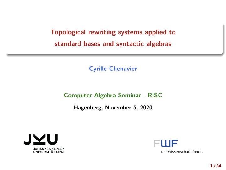 topological rewriting systems applied to standard bases