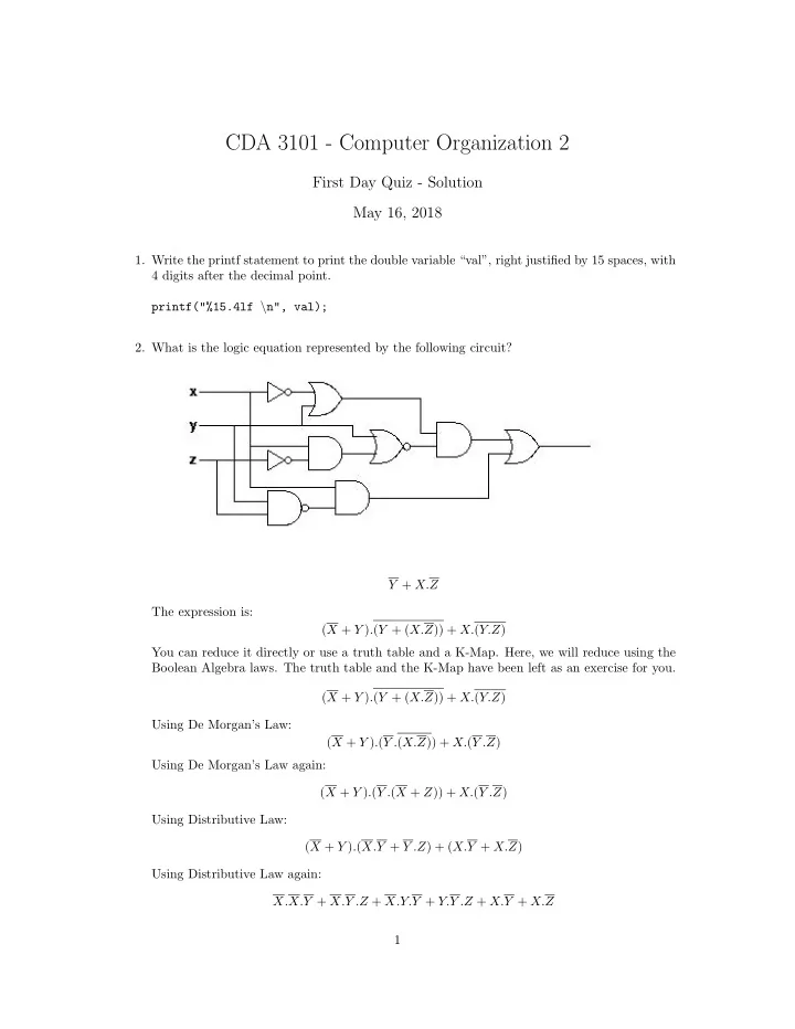 cda 3101 computer organization 2