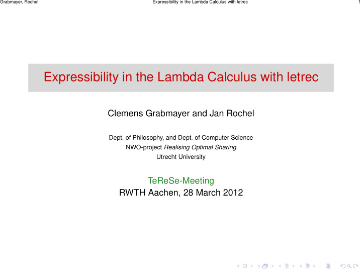 expressibility in the lambda calculus with letrec