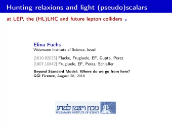 at LEP, the (HL)LHC and future lepton colliders .  Elina Fuchs  Weizmann Institute of Science,