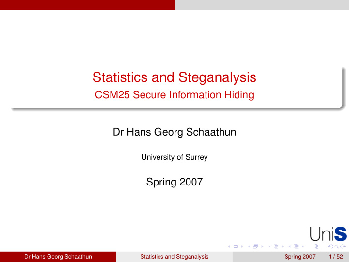 statistics and steganalysis