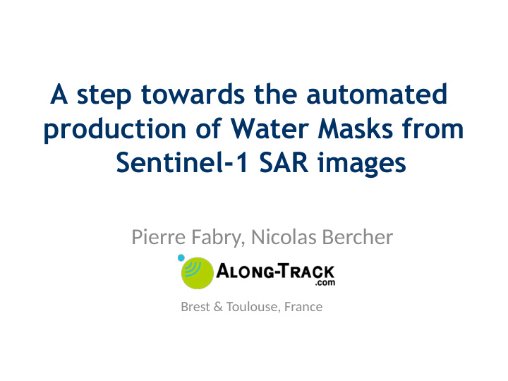 water masks from sentinel 1 why