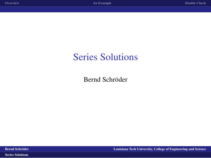 series solutions