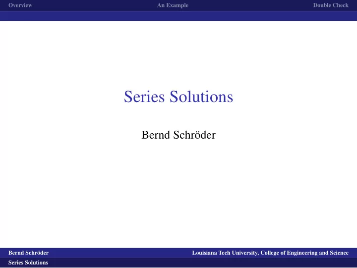 series solutions