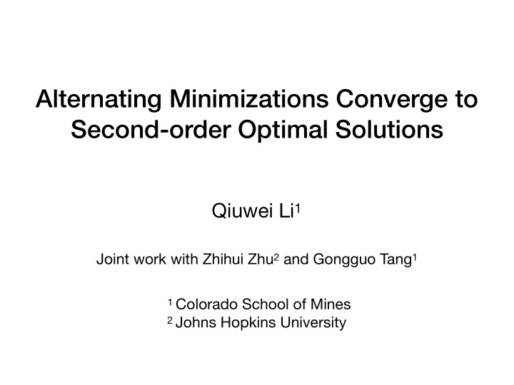 alternating minimizations converge to second order