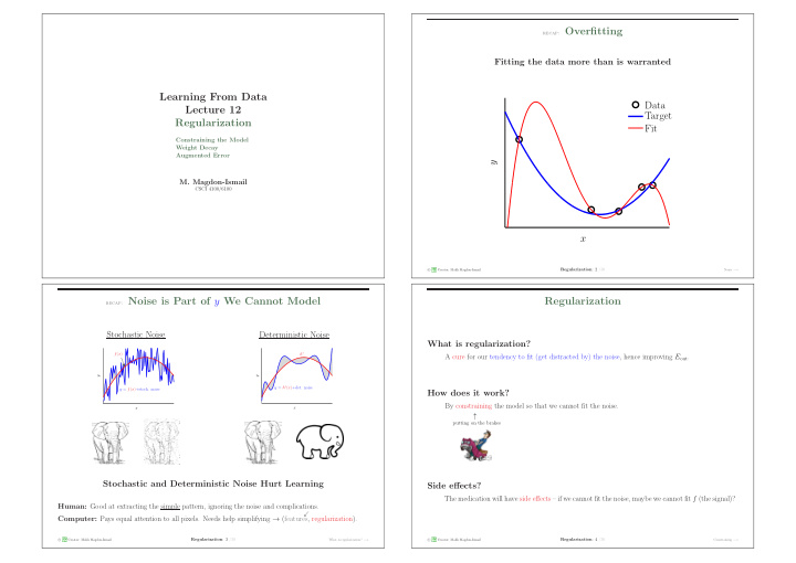 recap overfitting