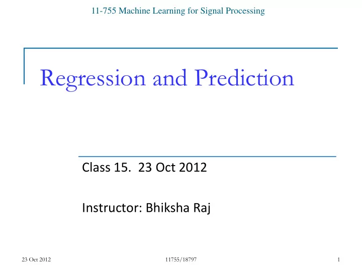 regression and prediction