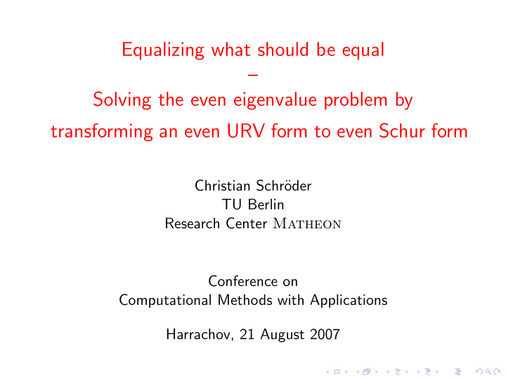 equalizing what should be equal solving the even