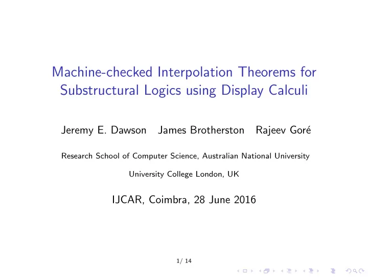 machine checked interpolation theorems for substructural