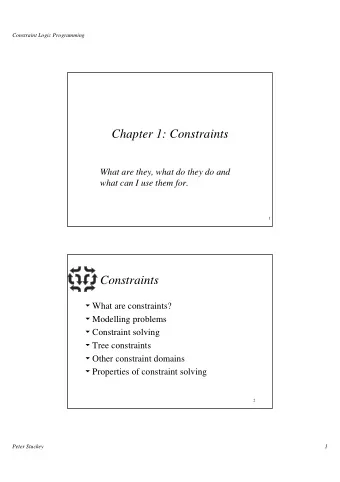 Chapter 1: Constraints  What are they, what do they do and  what can I use them for.  1