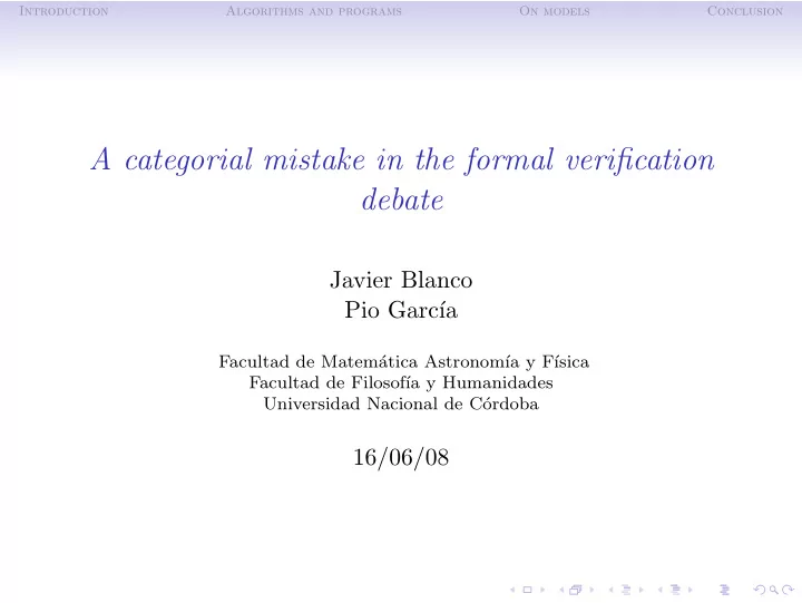 a categorial mistake in the formal verification debate
