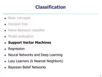 Classification  Basic concepts  Decision tree  Nave Bayesian classifier  Model