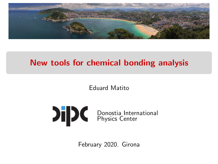 new tools for chemical bonding analysis