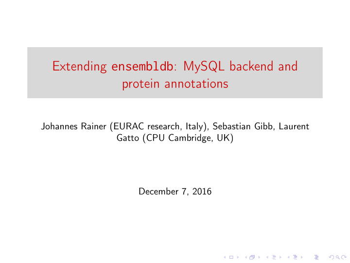 extending ensembldb mysql backend and protein annotations