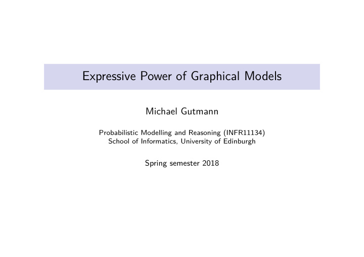 expressive power of graphical models