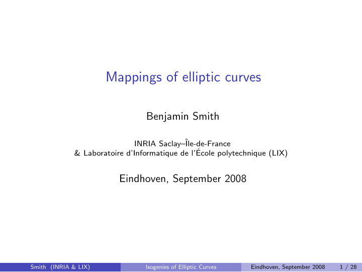 mappings of elliptic curves