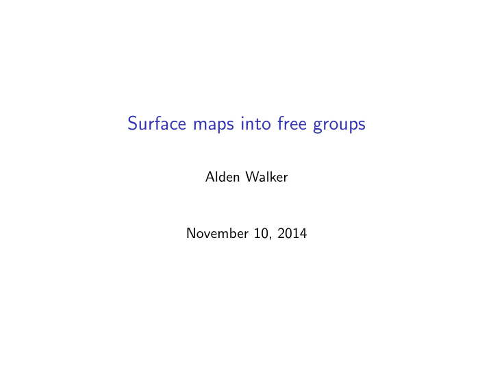 surface maps into free groups