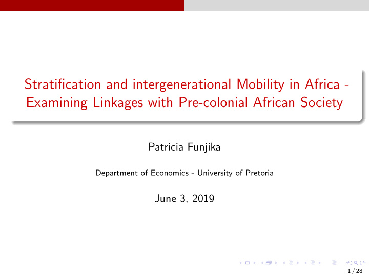 stratification and intergenerational mobility in africa