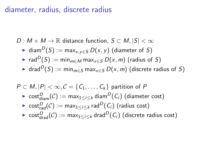diameter radius discrete radius