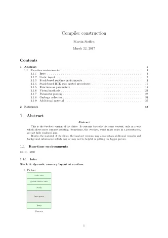 Compiler construction  Martin Steffen  March 22, 2017  Contents  1  Abstract  1  1.1  Run-time