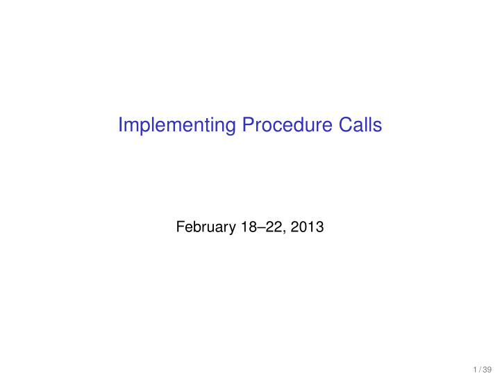 implementing procedure calls