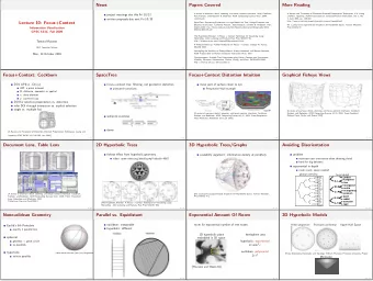 News  Papers Covered  More Reading  project meetings due this Fri 10/23  A review of