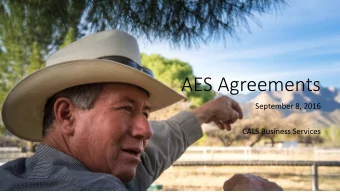 AES Agreements  September 8, 2016  CALS Business Services  Replacement of Agreements  Improving