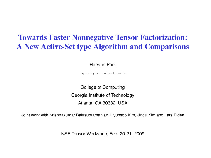 towards faster nonnegative tensor factorization a new