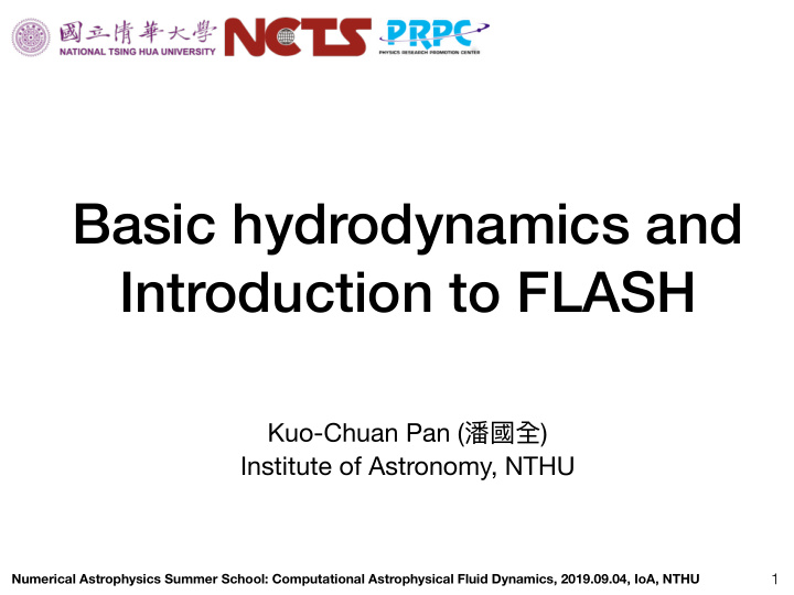 basic hydrodynamics and introduction to flash