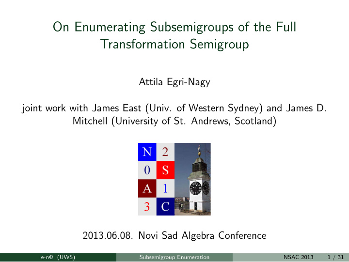 on enumerating subsemigroups of the full transformation
