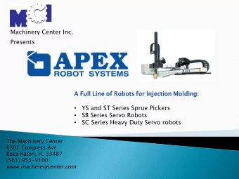 Machinery Center Inc.  Presents  A Ful  ull Line  ne of  f Robots fo  for Inj  Injection Mo