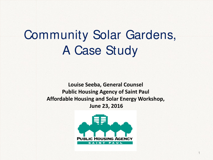 community solar gardens a case study