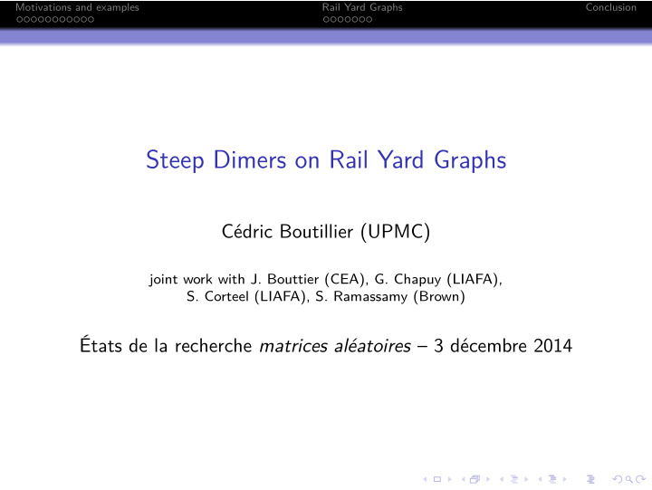 steep dimers on rail yard graphs