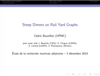 Steep Dimers on Rail Yard Graphs  Cdric Boutillier (UPMC)  joint work with J. Bouttier (CEA), G.