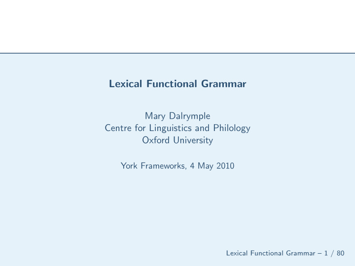 lexical functional grammar