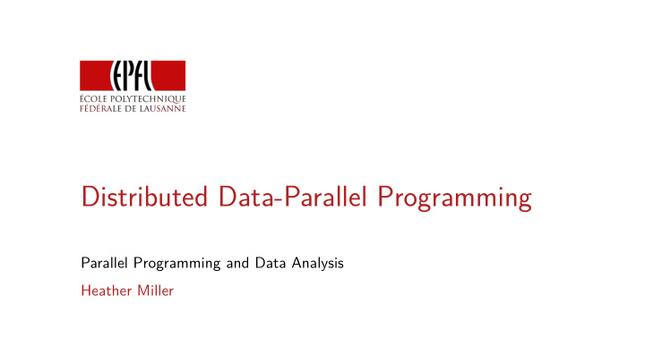 distributed data parallel programming