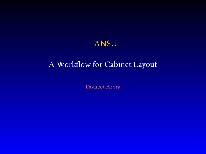 tansu a workflow for cabinet layout