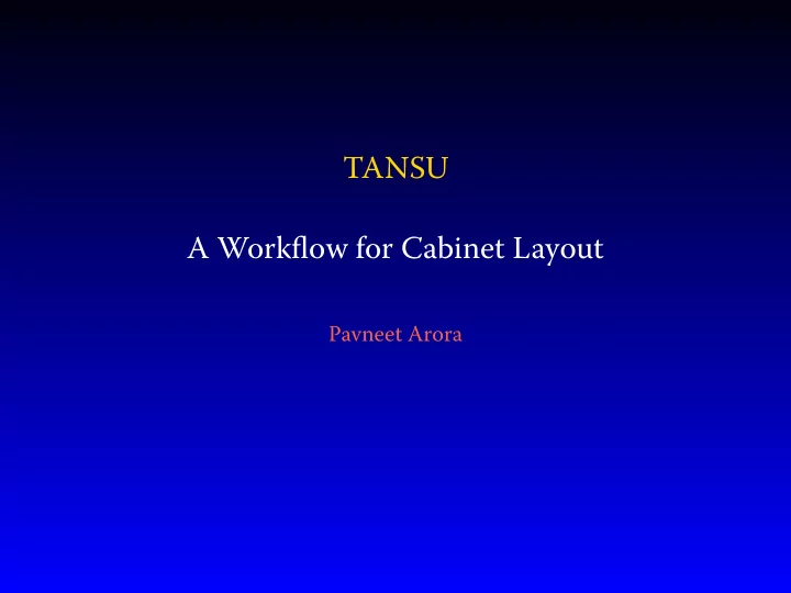 tansu a workflow for cabinet layout