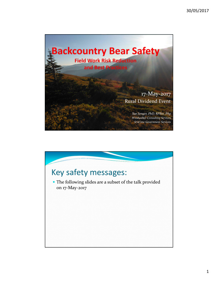 key safety messages