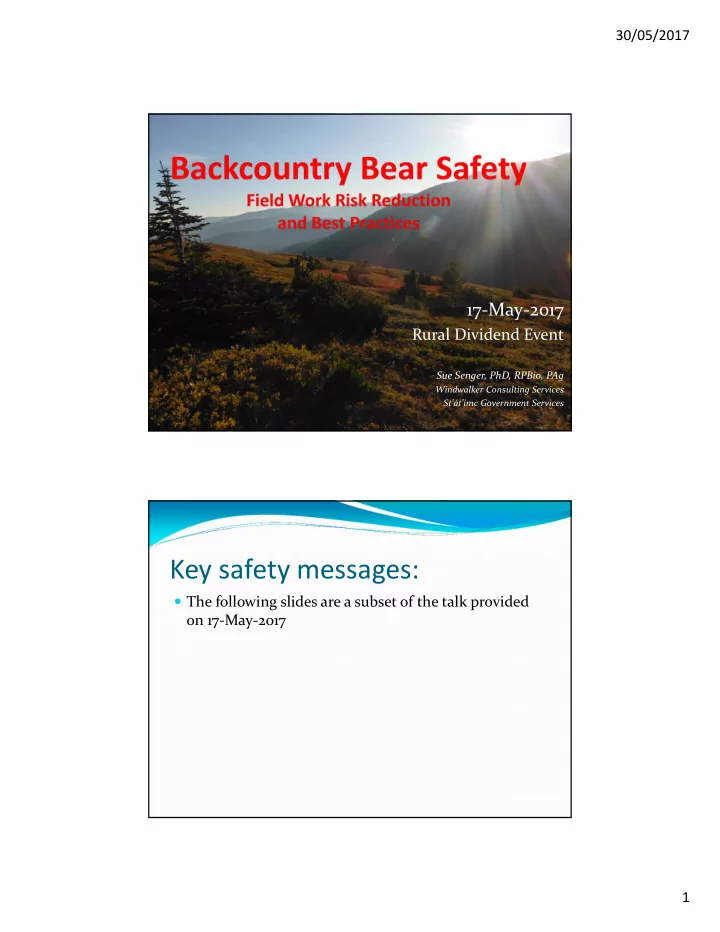key safety messages