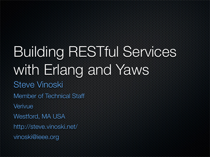 building restful services with erlang and yaws