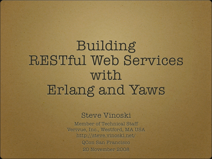 building restful web services with erlang and yaws