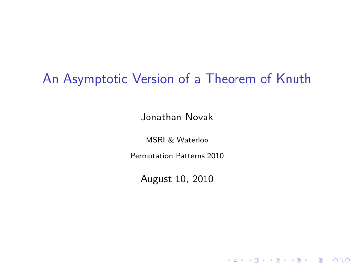 an asymptotic version of a theorem of knuth